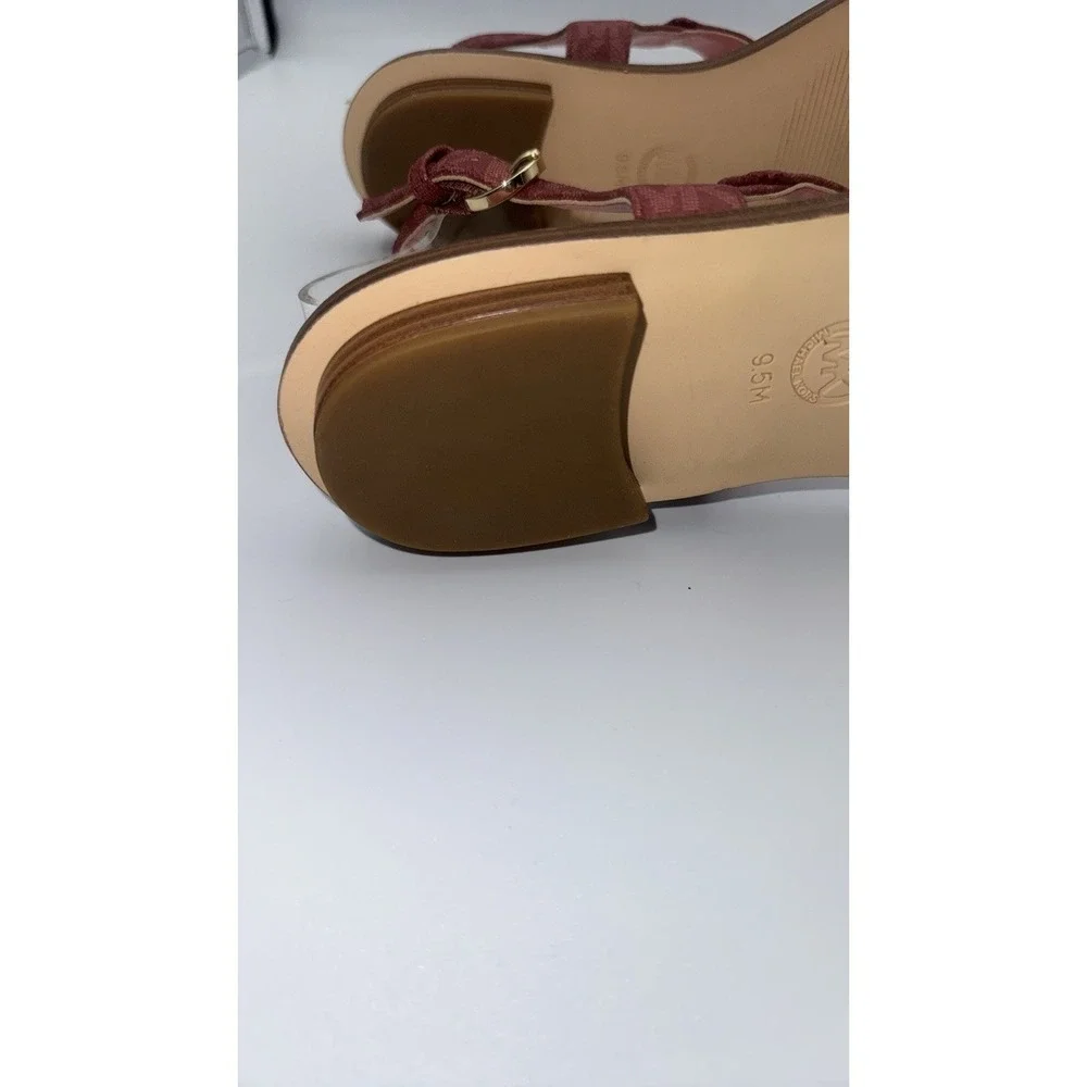 Michael‎ Kors Women's Sandals Size 9.5 Pink Gold T-Strap Slip On Summer Shoes